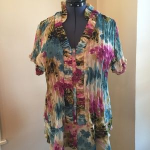 Plus Size Floral Ripple Blouse